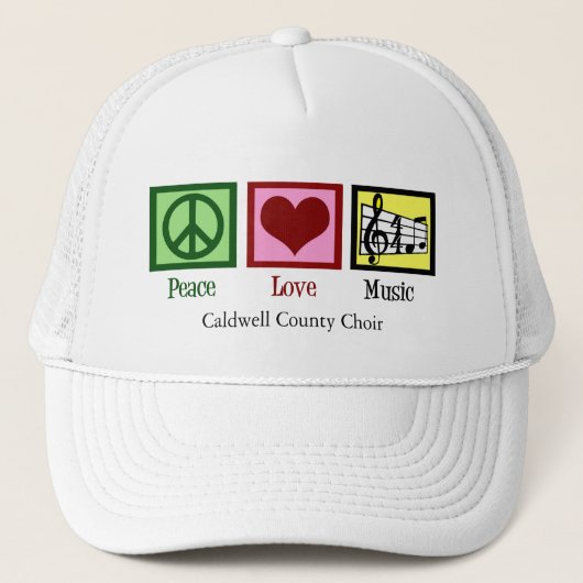 Peace Love Music Custom Schattigee Musicus Trucker Pet (Voorkant)