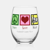 Peace Love Music Custom Schattigee Musicus Wijnglas Zonder Voet (Voorkant)
