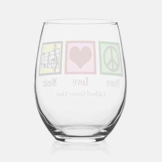 Peace Love Music Custom Schattigee Musicus Wijnglas Zonder Voet (Achterkant)