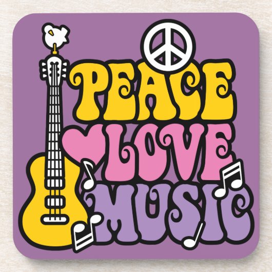 Peace Love Music Drankjes Onderzetter (Voorkant)