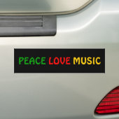 Peace Love Music Green Red Gold Bumpersticker (Op auto)