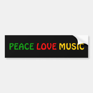 Peace Love Music Green Red Gold Bumpersticker