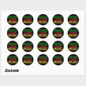Peace Love Music Green Red Gold Ronde Sticker (Vel)