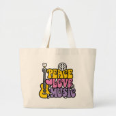 Peace-Love-Music Grote Tote Bag (Voorkant)