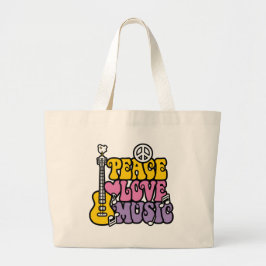 Peace-Love-Music Grote Tote Bag