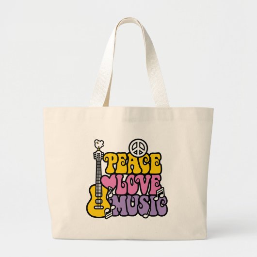 Peace-Love-Music Grote Tote Bag (Voorkant)