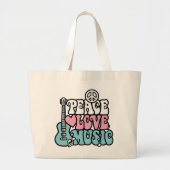 Peace-Love-Music Grote Tote Bag (Voorkant)