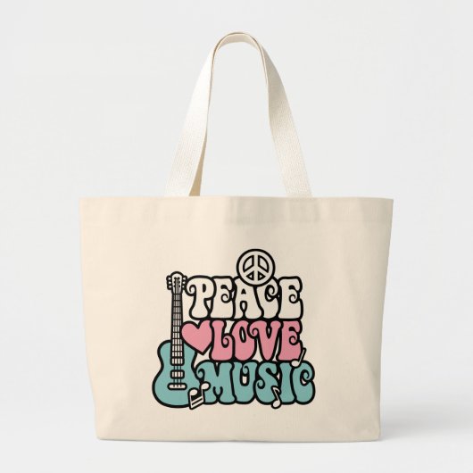 Peace-Love-Music Grote Tote Bag (Voorkant)