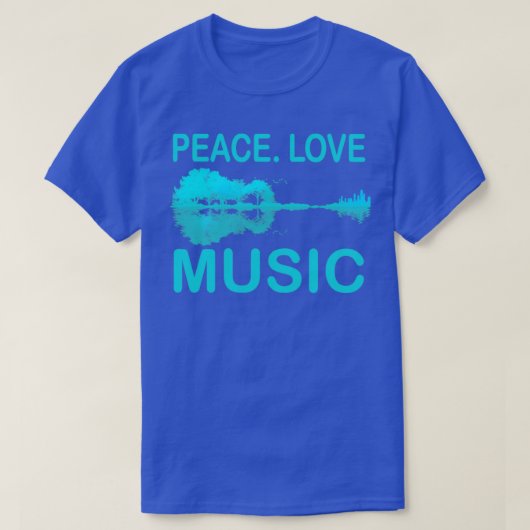 Peace Love Music Guitar Lake Shadow Hippie T-shirt (Design voorkant)