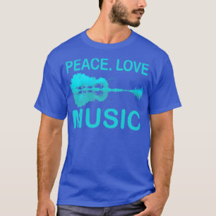Peace Love Music Guitar Lake Shadow Hippie T-shirt