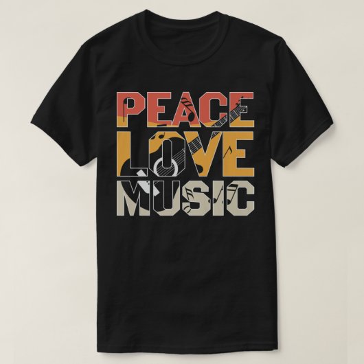 Peace Love Music Guitar Player Premium T-shirt (Design voorkant)