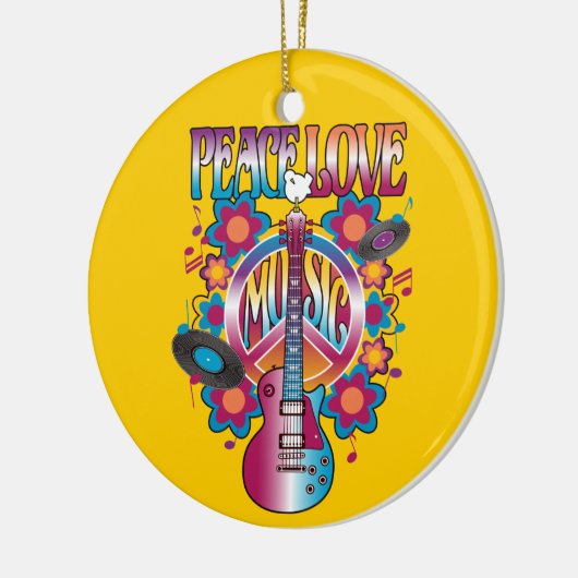 Peace-Love-Music Keramisch Ornament (Links)