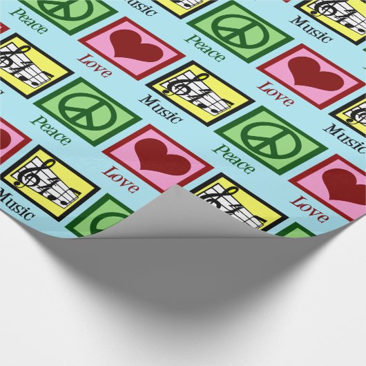 Peace Love Music Kerstmis Cadeaupapier (Hoek)