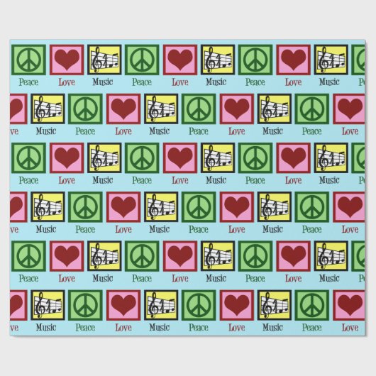 Peace Love Music Kerstmis Cadeaupapier (Vlak)