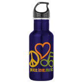 Peace-Love-Music — kies kleur Waterfles (Voorkant)