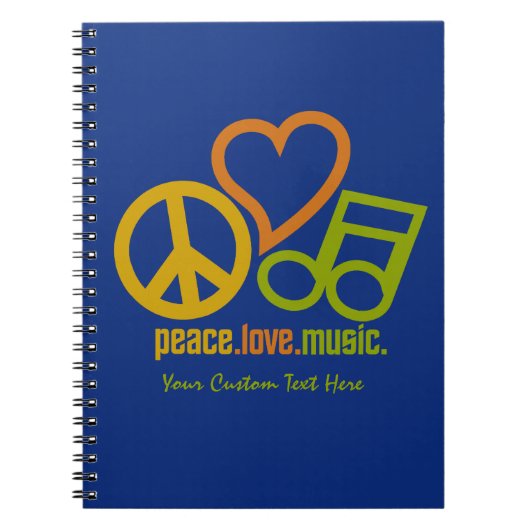 Peace Love Music-laptop, aangepast notebook Notitieboek (Voorkant)
