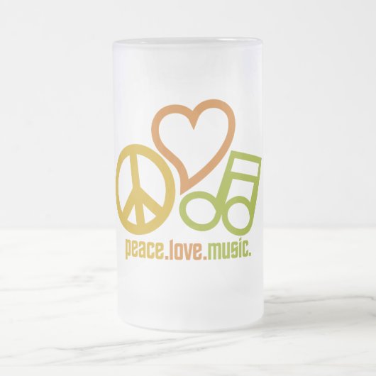 Peace Love Music mok - kies stijl en kleur (Center)