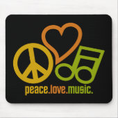 Peace Love Music mousepad Muismat (Voorkant)