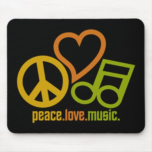 Peace Love Music mousepad Muismat (Voorkant)