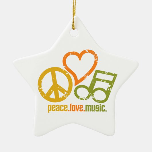 Peace Love Music ornament, aanpasbaar Keramisch Ornament (Voorkant)