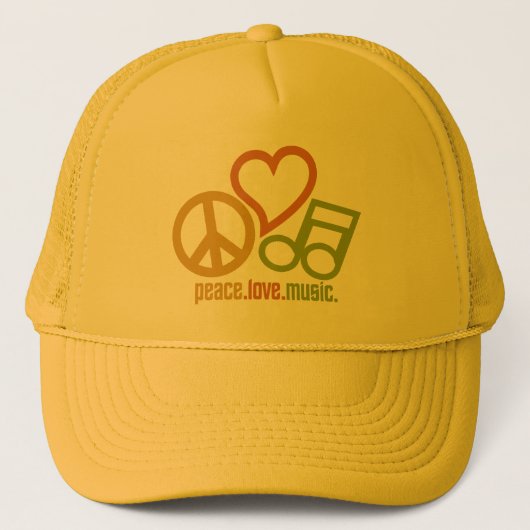 Peace Love Music petten - kies kleur (Voorkant)