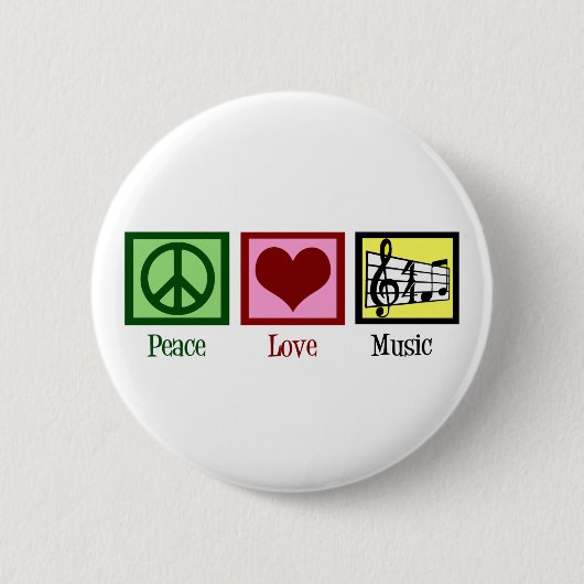 Peace Love Music Ronde Button 5,7 Cm (Voorkant)