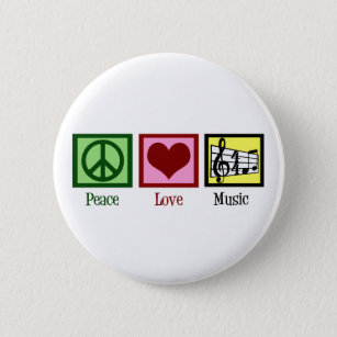 Peace Love Music Ronde Button 5,7 Cm