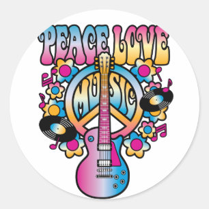 Peace Love Music Ronde Sticker