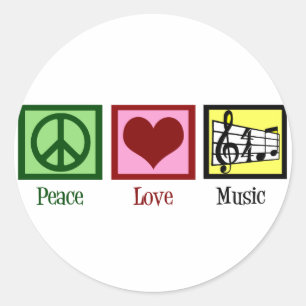 Peace Love Music Ronde Sticker