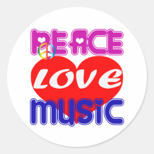 Peace Love Music Ronde Sticker
