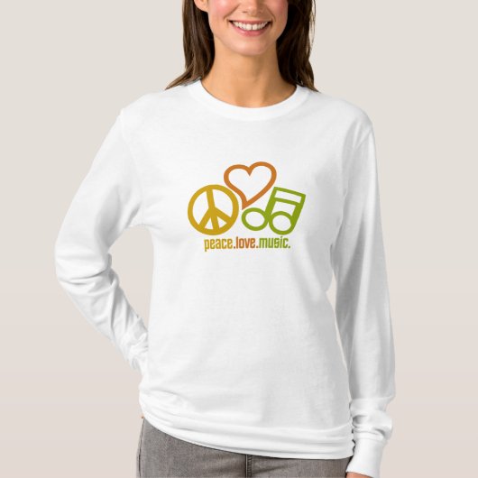 Peace Love Music shirt — kies stijl en kleur (Voorkant)