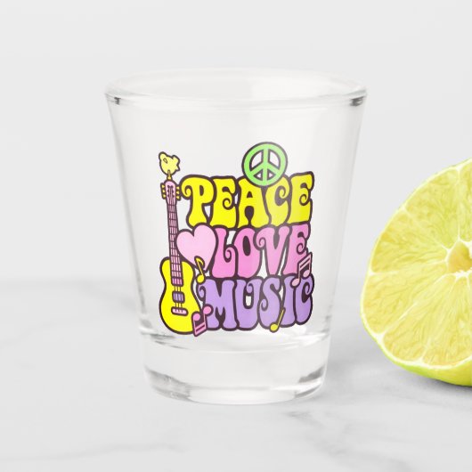 Peace Love Music Shot Glas (Voorkant)
