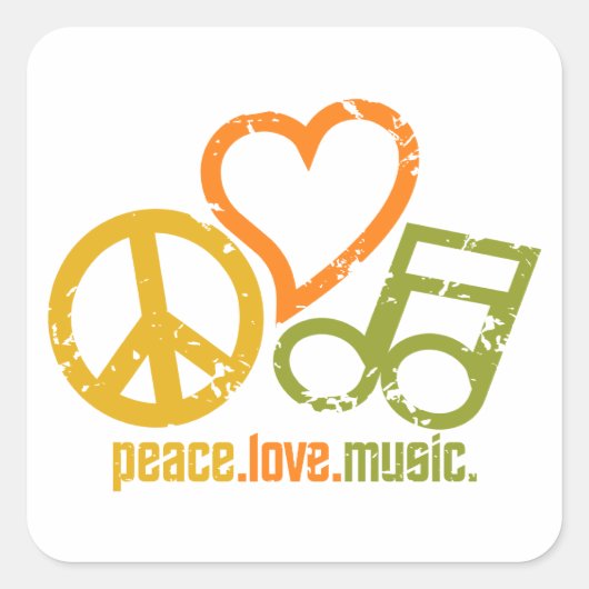 Peace Love Music stickers (Voorkant)
