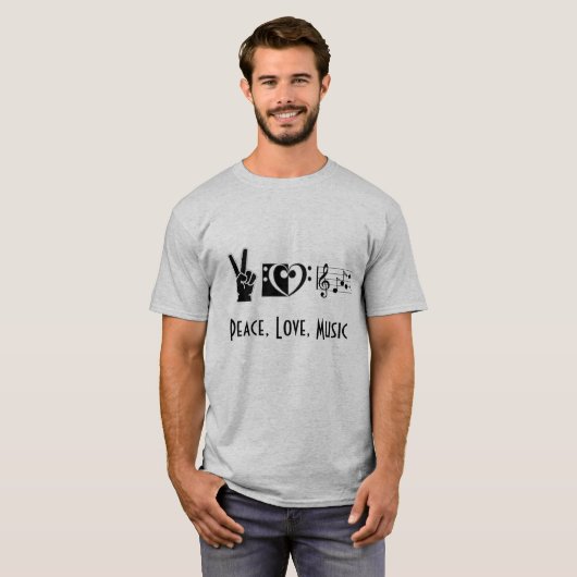 Peace, Love, Music T-Shirt (Voorkant volledig)