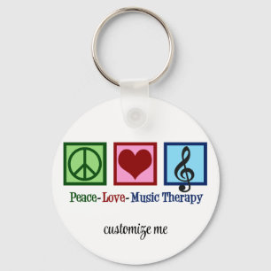 Peace Love Music Therapy Personalized Therapist Sleutelhanger