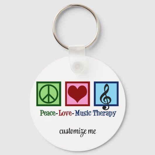 Peace Love Music Therapy Personalized Therapist Sleutelhanger (Voorkant)