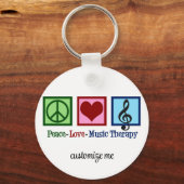 Peace Love Music Therapy Personalized Therapist Sleutelhanger (Voorkant)