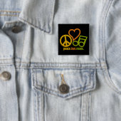 Peace Love Music-toets Vierkante Button 5,1 Cm (In situ)