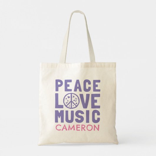Peace Love Music Tote Bag (Achterkant)