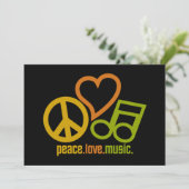 Peace Love Music-uitnodiging, aanpasbaar Kaart (Staand voorkant)