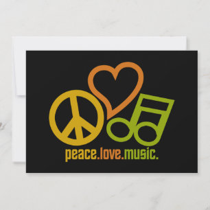 Peace Love Music-uitnodiging, aanpasbaar Kaart