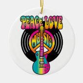 Peace-Love-Music-Vinyl Keramisch Ornament (Voorkant)