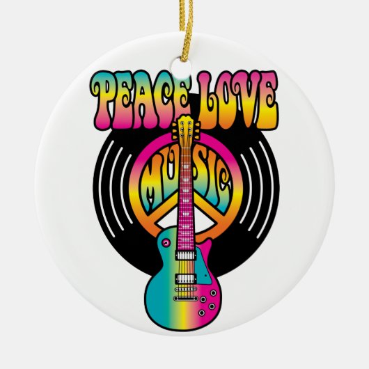 Peace-Love-Music-Vinyl Keramisch Ornament (Voorkant)