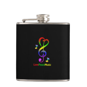 Peace Love & Music Vinyl Wrapped Flask Heupfles