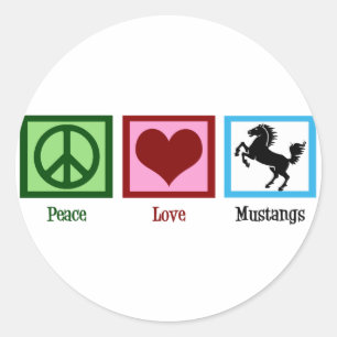 Peace Love Mustangs Ronde Sticker