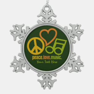 Peace Love Muziek aangepaste ornamenten