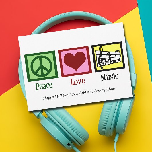Peace Love Muziek Custom Band of Choir Christmas Feestdagenkaart