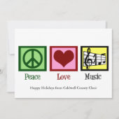 Peace Love Muziek Custom Band of Choir Christmas Feestdagenkaart (Voorkant)