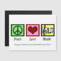 Peace Love Muziek Custom Kerstmagneet Kaart