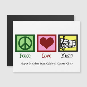 Peace Love Muziek Custom Kerstmagneet Kaart